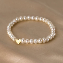 Silver Heart Strand Bracelet Elegant Pearl Bracelets Jewelry