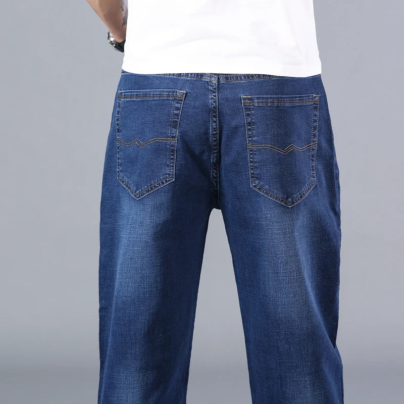 stretch men's straight loose loose summer thin jeans