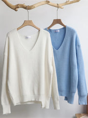 Minimalist Tops Oversized Irregular Hem Knitted Chic Casual Sweater