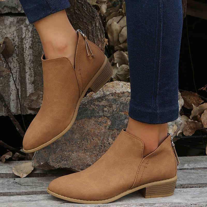 Women's Boots Pointed Suede Thick Heel Women Plus Size