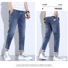 Summer Thin Style Street Work Pants Men's Elastic Waist Jogger