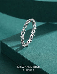 Silver Heat To Heart Stackable Ring For Women Vintage Retro