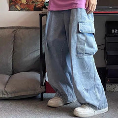 Baggy Jeans Trousers Denim Pants Black Wide Leg Pants Men's Jeans Oversize