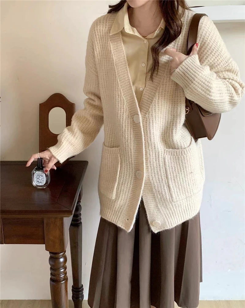 Fashion Chic Vintage Oversized Sweaters Knitted Cardigans