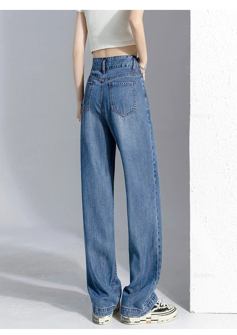 Wide-Leg Jeans High Waist Design High Street Trousers