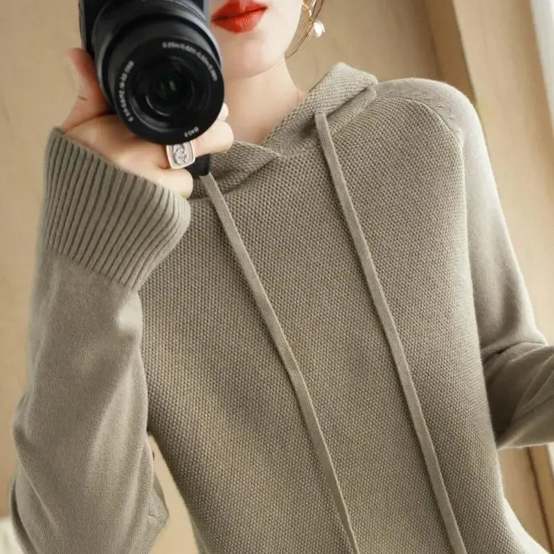 Hooded Sweater Long Sleeve Bottoming Shirt Solid Casual Pullovers