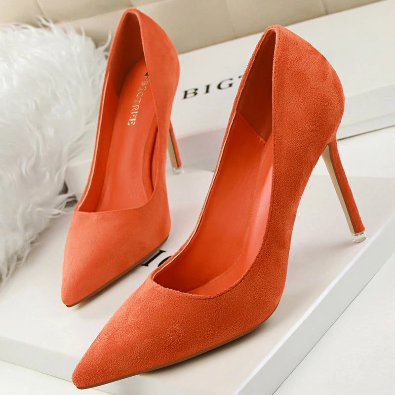 Pumps Suede High Heels Shoes Fashion Office Shoes Stiletto