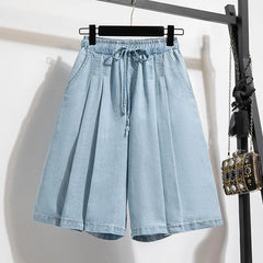 Women Summer Casual Short Jeans Style Solid Color Basics