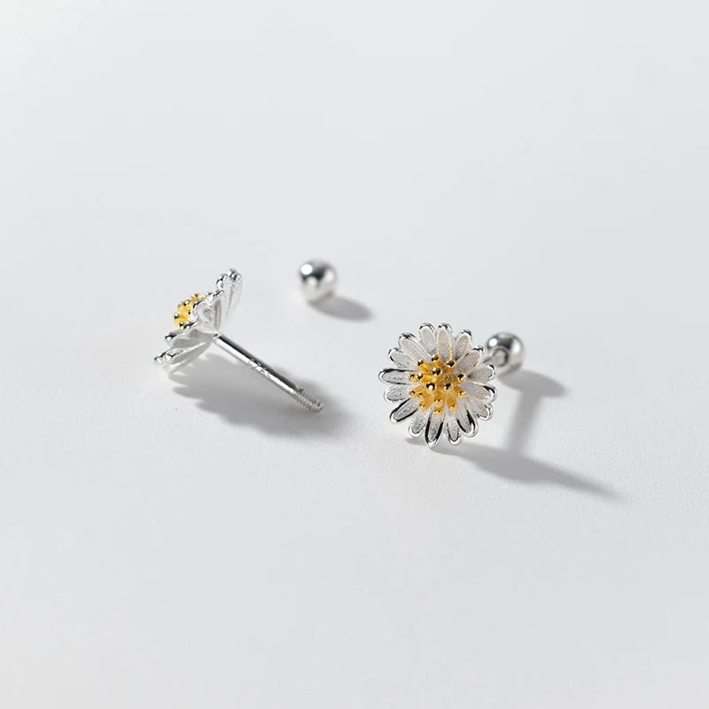 Daisy Screw Beads Stud Earrings Piercing Jewelry