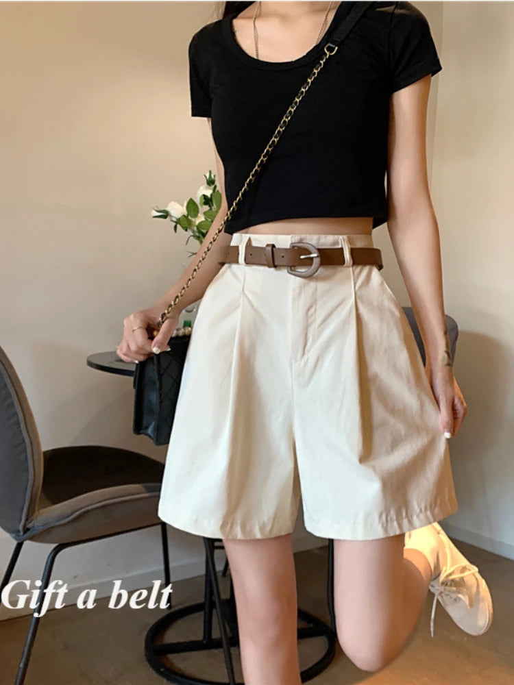 Fashion High Waist Casual Summer Wide-leg Shorts