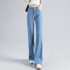 Lyocell Flared Jeans Woman High Waist Denim Pant