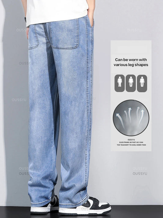 Summer Thin Soft Lyocell Fabric Men's Retro Jeans