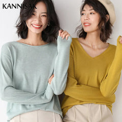 Sweater Solid Knitwear Loose Female Basic Casual Jumpers