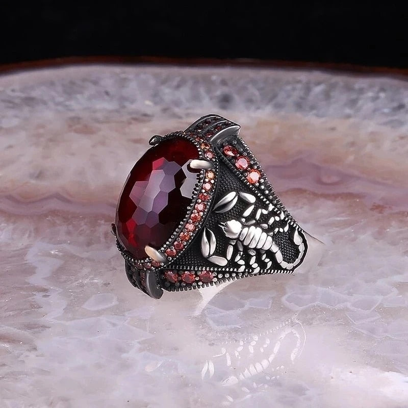 Retro Handmade Silver Color Carved Ring