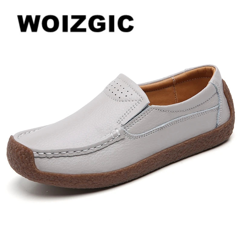 Women Female Ladies Mother Genuine Leather Shoes Flats Loafers