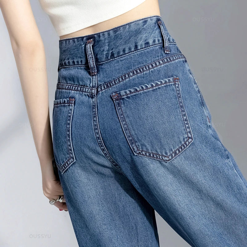 Wide-Leg Jeans High Waist Design High Street Trousers