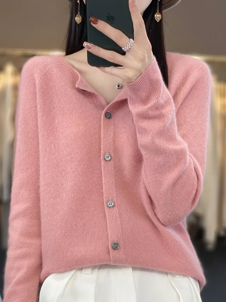 Chic O-neck Grace Cardigan Sweater Clothing Style Tops