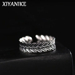 Silver Wheat Cuff Finger Rings Unisex Fashion Jewelry