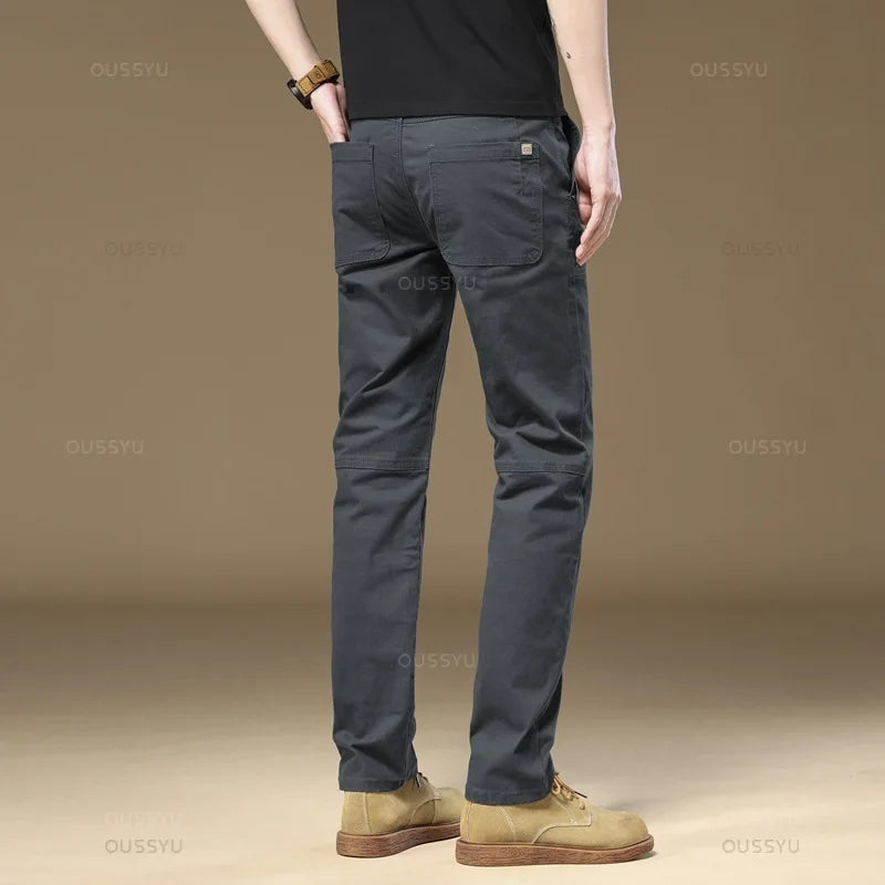 Clothing Men's Cargo Work PantsThick Solid Color Wear