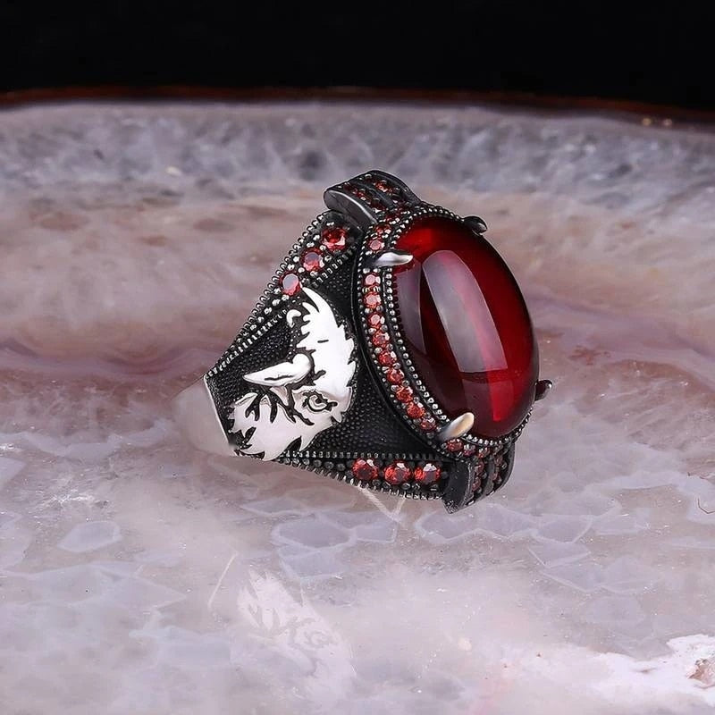 Retro Handmade Silver Color Carved Ring