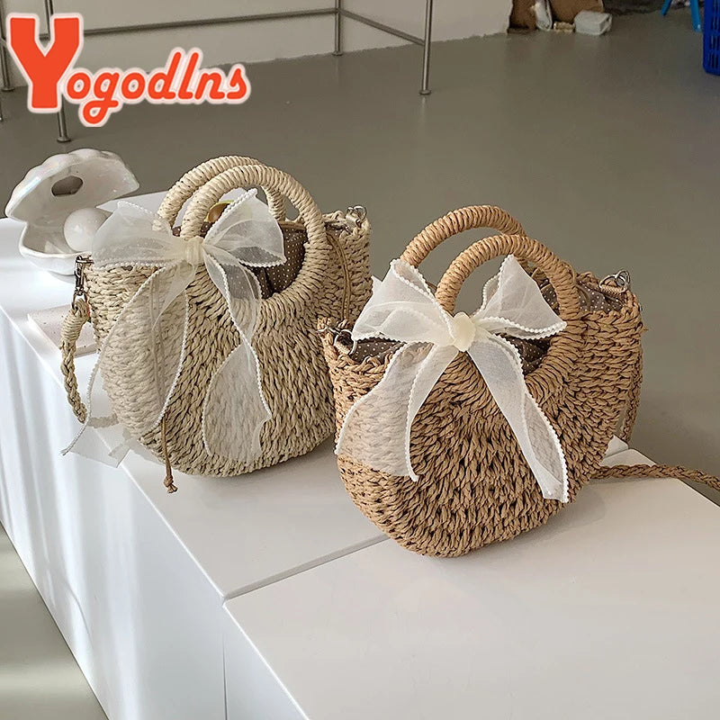 Straw Bags Hand-Woven Rattan Bag Handmade Purse