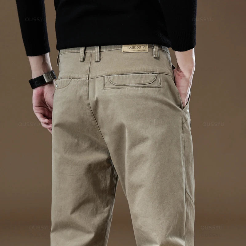 Men's Cargo Work PantsThick Solid Color Wear