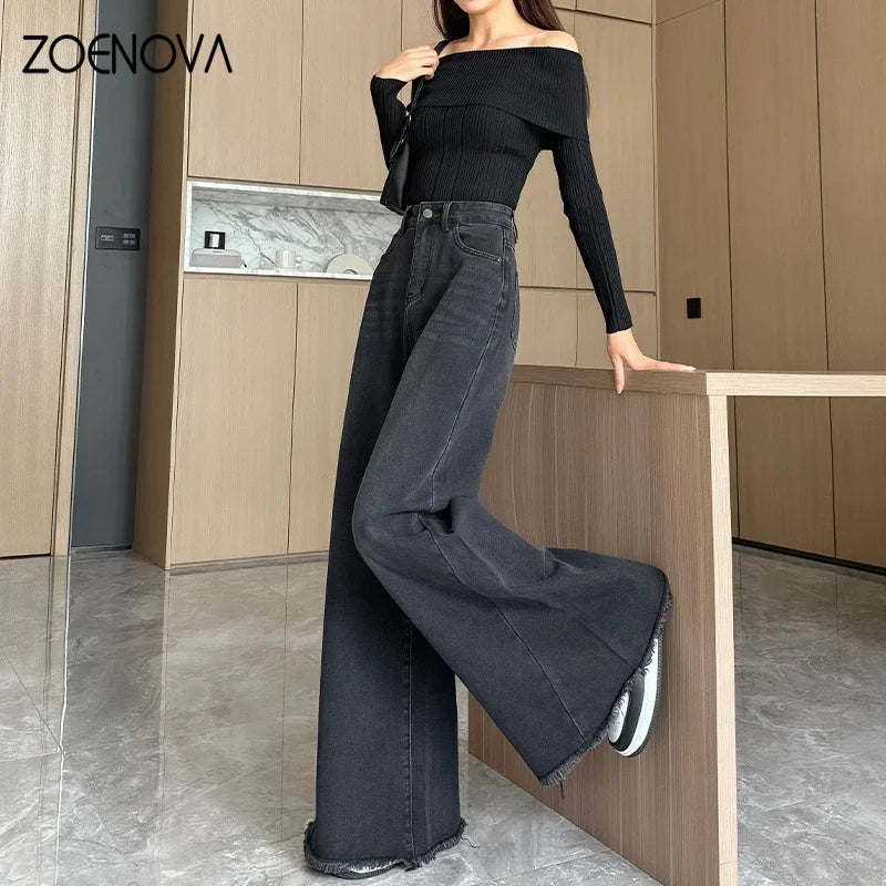 Fashion Women's Jeans Street Casual Wide Leg Pants