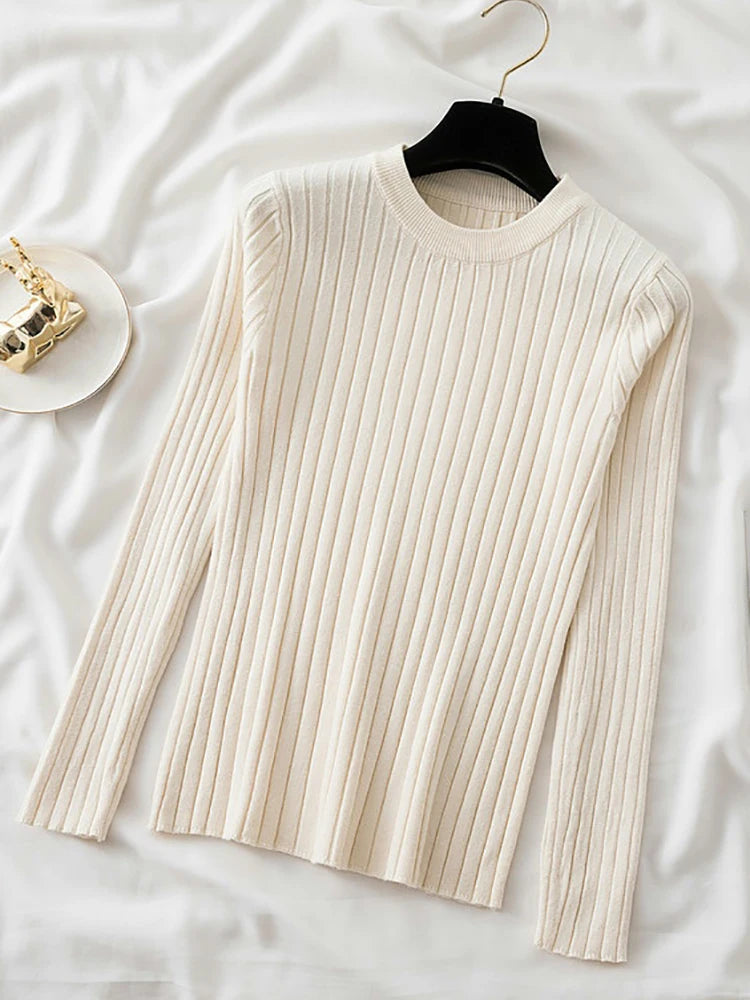 knit soft jumper tops O-Neck Pullovers Sweaters