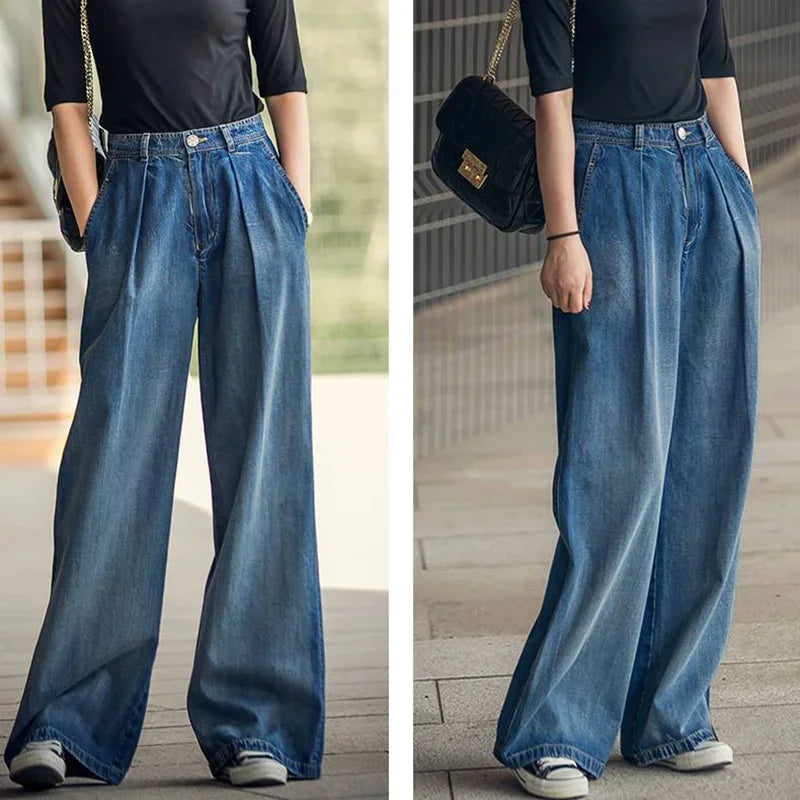 Oversize Baggy Wide Leg Jeans Women Streetwear Wash High Waist