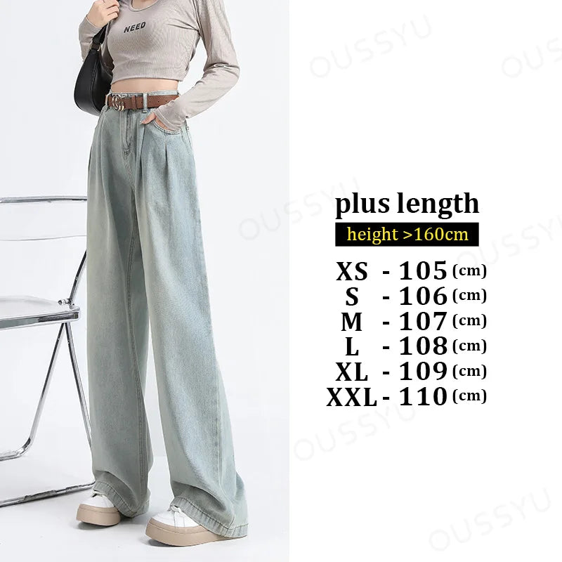 Jeans High Waist Wide Leg Cotton Denim Clothing Straight Pant