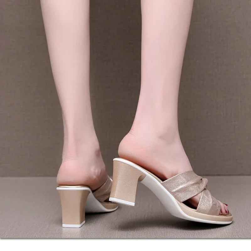 Woman's Fashion Crystal Platform Sandals Women Peep Toe Casual Slippers