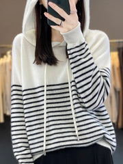 Women's Hoodies Sweater Striped Long Sleeve Casual