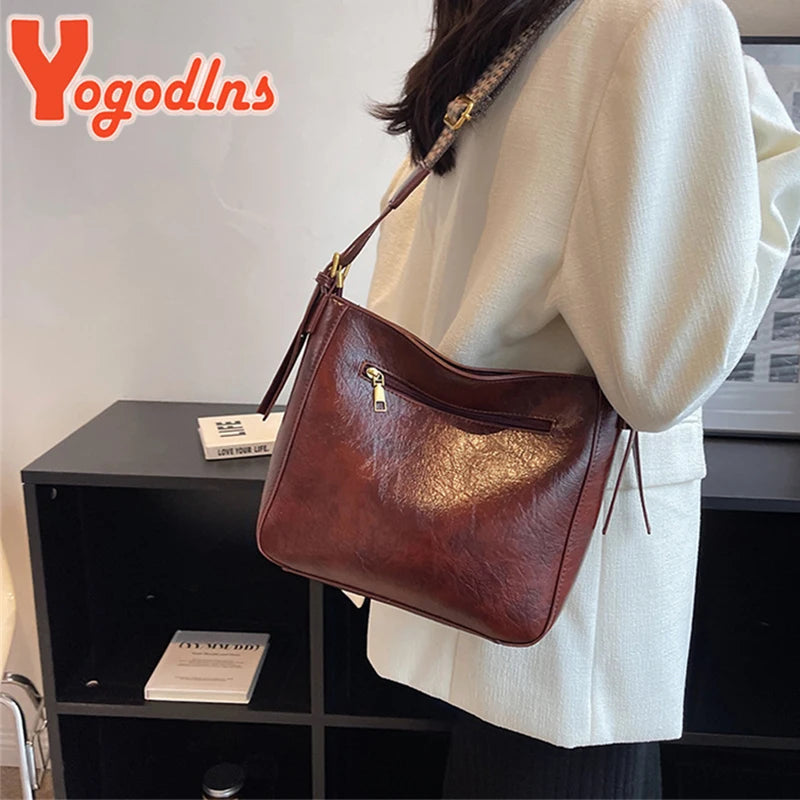 PU Leather Women Fashion Shoulder Bag Simple Casual Totes