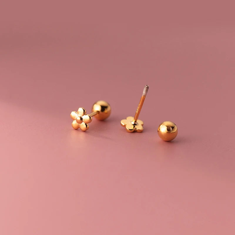 Cute Flowers Baby Screw Beads Stud Earrings Minimalist