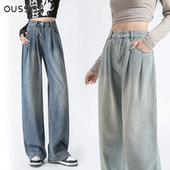 Jeans High Waist Wide Leg Cotton Denim Clothing Straight Pant