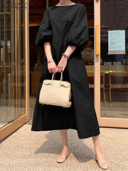 Fashion Sundress Casual Solid 3/4 Sleeve OL Work Midi Robe Oversize