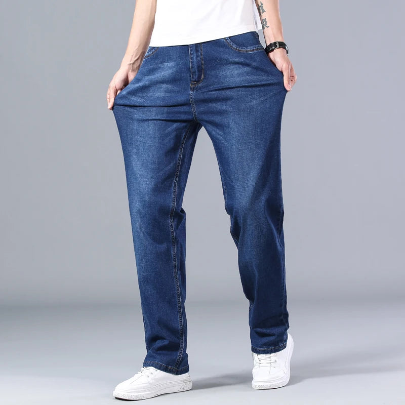 stretch men's straight loose loose summer thin jeans