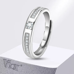 Adjustable 4mm for Men Cubic Zirconia Stones Finger Ring