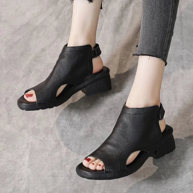 Thick Heel Gladiator Summer Shoes Retro Open Toe Casual Sandals