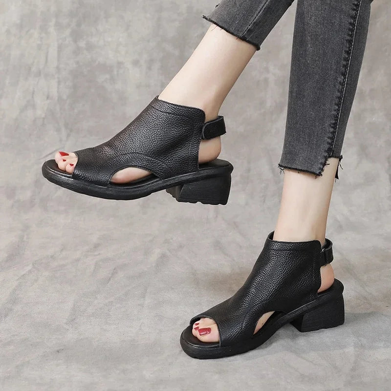 Thick Heel Gladiator Summer Shoes Retro Open Toe Casual Sandals