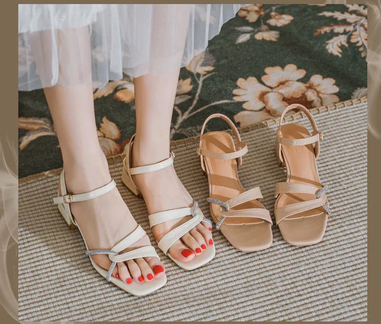 Summer Block Heel Women's Sandals Fashion Medium Heels Footwear