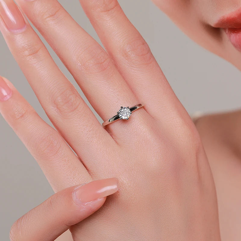 Classic Simple Round Clear CZ Finger Rings Statement Jewelry