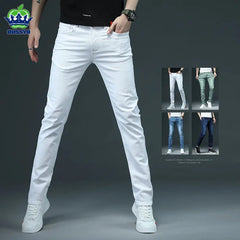 Skinny Jeans Men Cotton Blue Slim Streetwear Classic Solid