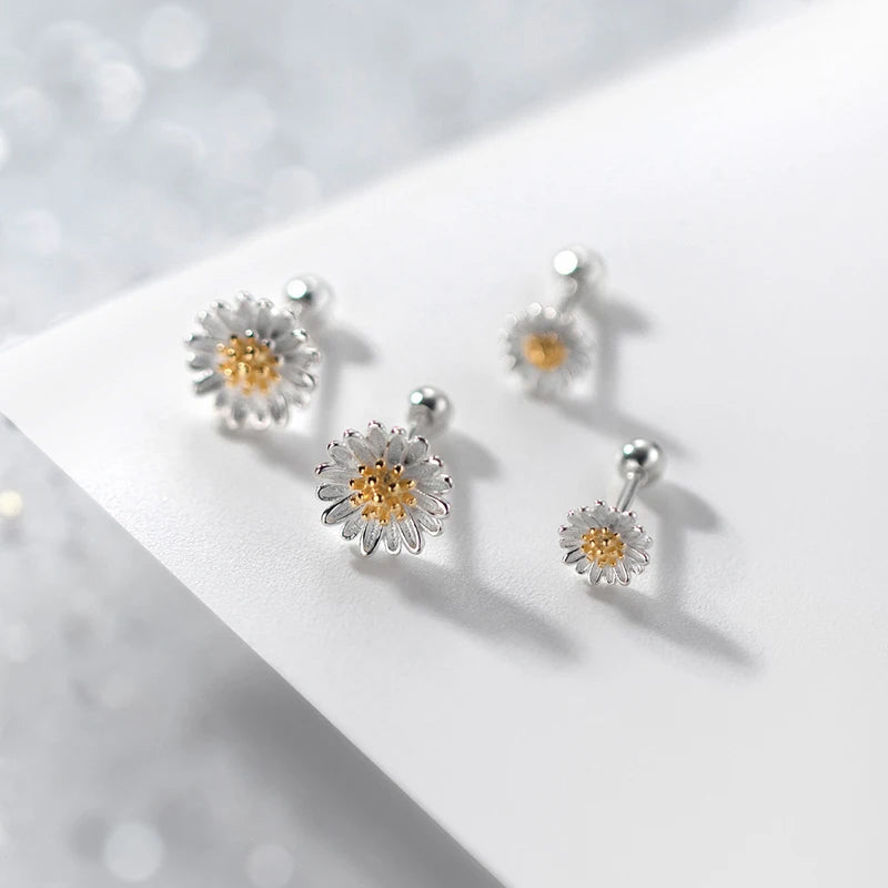 Daisy Screw Beads Stud Earrings Piercing Jewelry