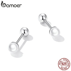 Silver Charm Pearl Beads Stud Earrings For Women Trendy