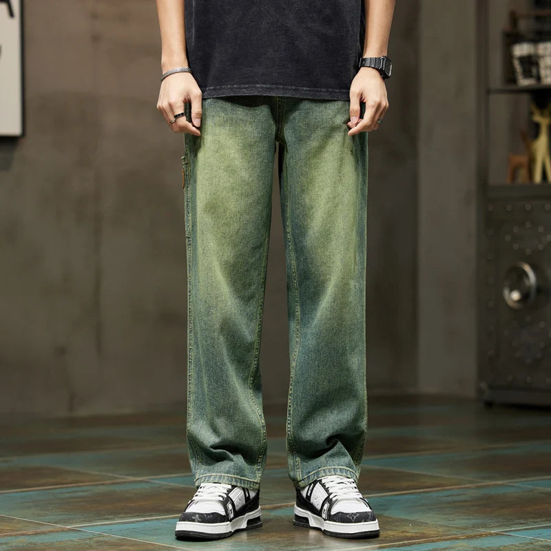 Wide Leg Jeans Men Baggy Pants Summer Straight Loose Retro