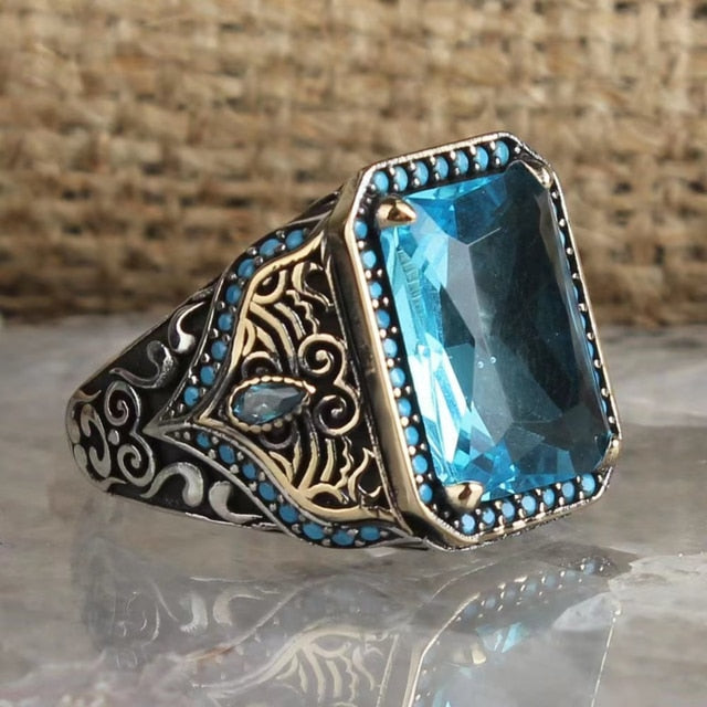 Retro Handmade Silver Color Carved Ring