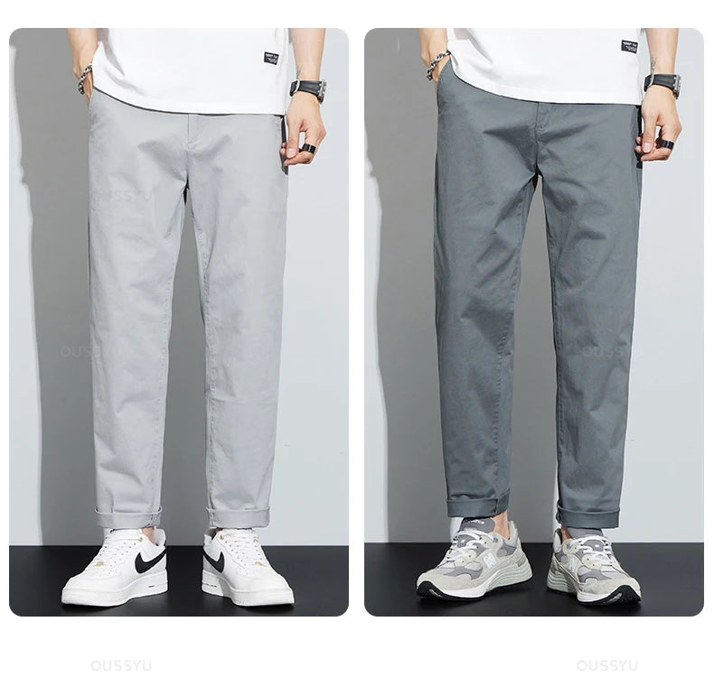 Ankle-Length Casual Pants Thin Business Straight Trousers Male Plus Size