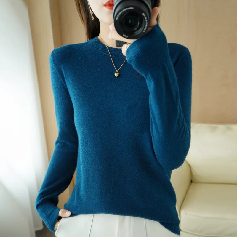 Women Sweater O-neck Basic Pullover Casual Pulls Jumpers