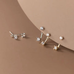 Shiny Fashion Zircon Unique Korean Stud Earrings Simple Chic